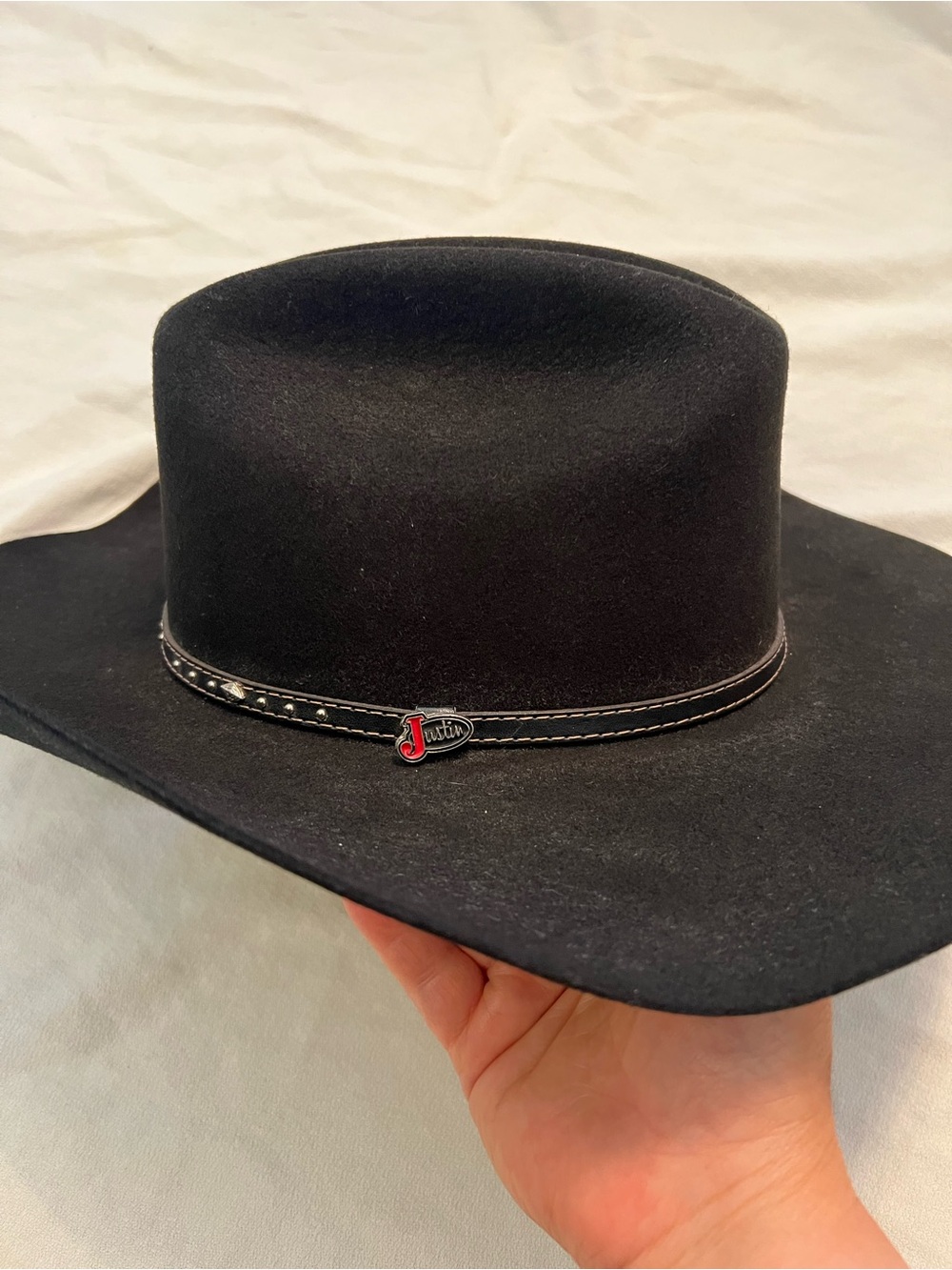 JustinUnisex Authentic Western 2XBuster 100%Wool Felt Black Cowboy Hat Size7 1/8